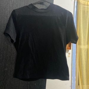 plain black dressy high neck t shirt